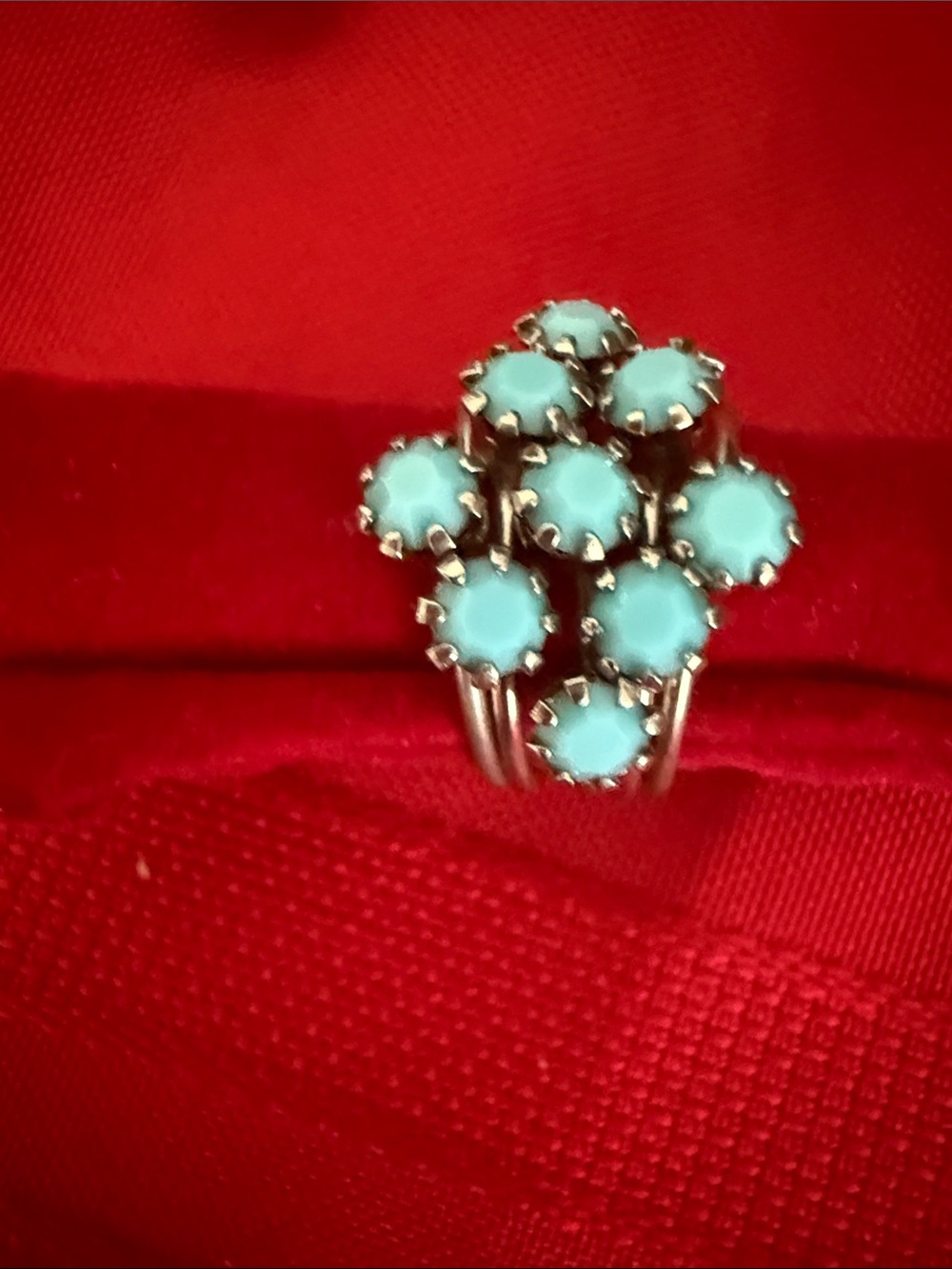 Turquoise colored Cluster stack Ring - Women Jewelry vintage